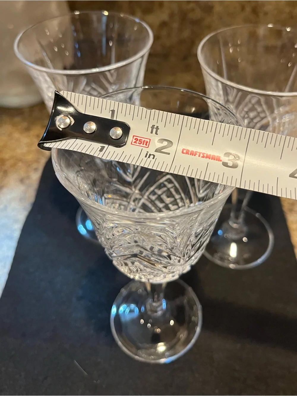 Clear Cut Crystal Wine Glasses - Set of 3